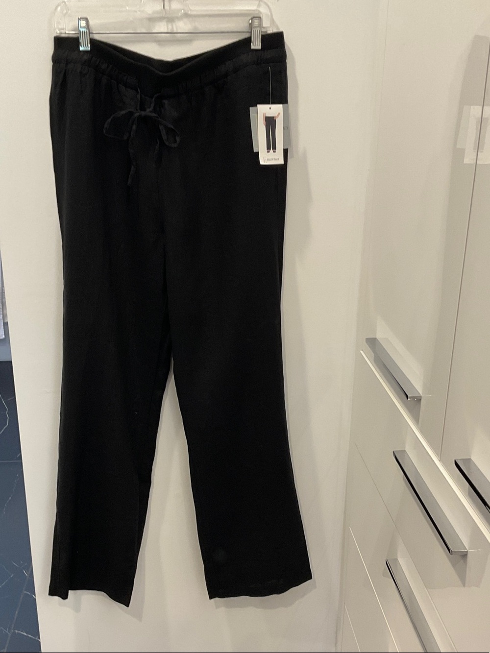 Ellen Tracy Black Womesn Drawstring Linen pants